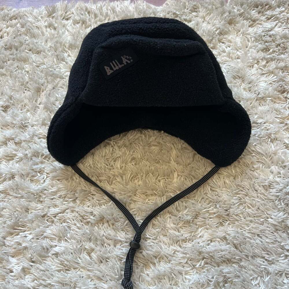 Vintage Bula Black Ski Fleece Trapper Hat With Ear Flaps